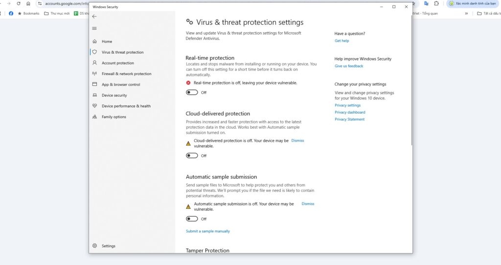 Tắt diệt virus khi chạy Unlocktool