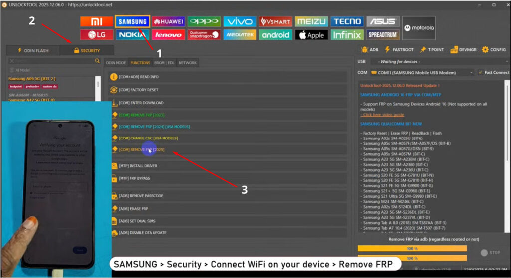 Quy trình FRP Samsung Android 16